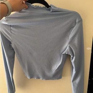 Women's Light Blue Ribbed Top